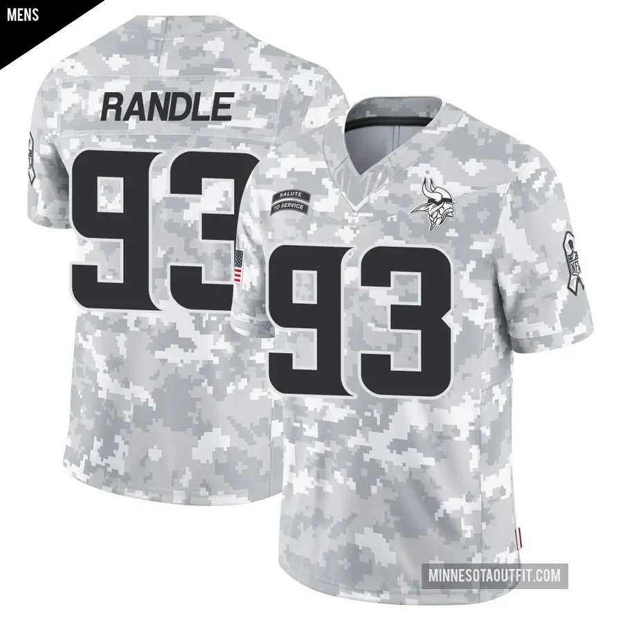 Men's Minnesota Vikings ＃93 John Randle Arctic Camo Limited 2024 Salute to Service Jersey