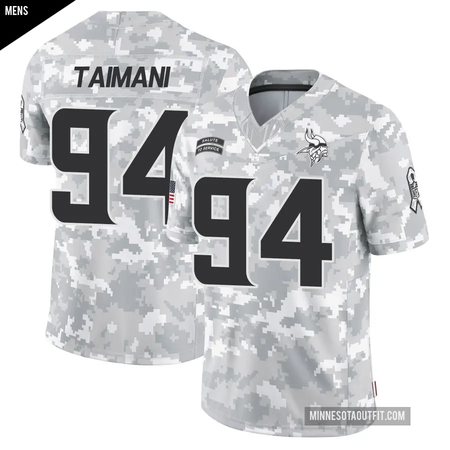 Men's Minnesota Vikings ＃94 Taki Taimani Arctic Camo Limited 2024 Salute to Service Jersey