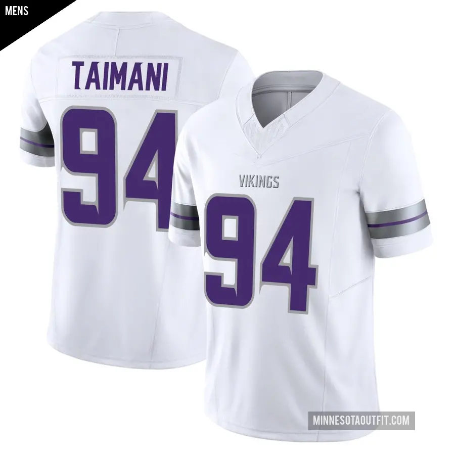 Men's Minnesota Vikings ＃94 Taki Taimani White Limited Alternate Vapor F.U.S.E. Jersey