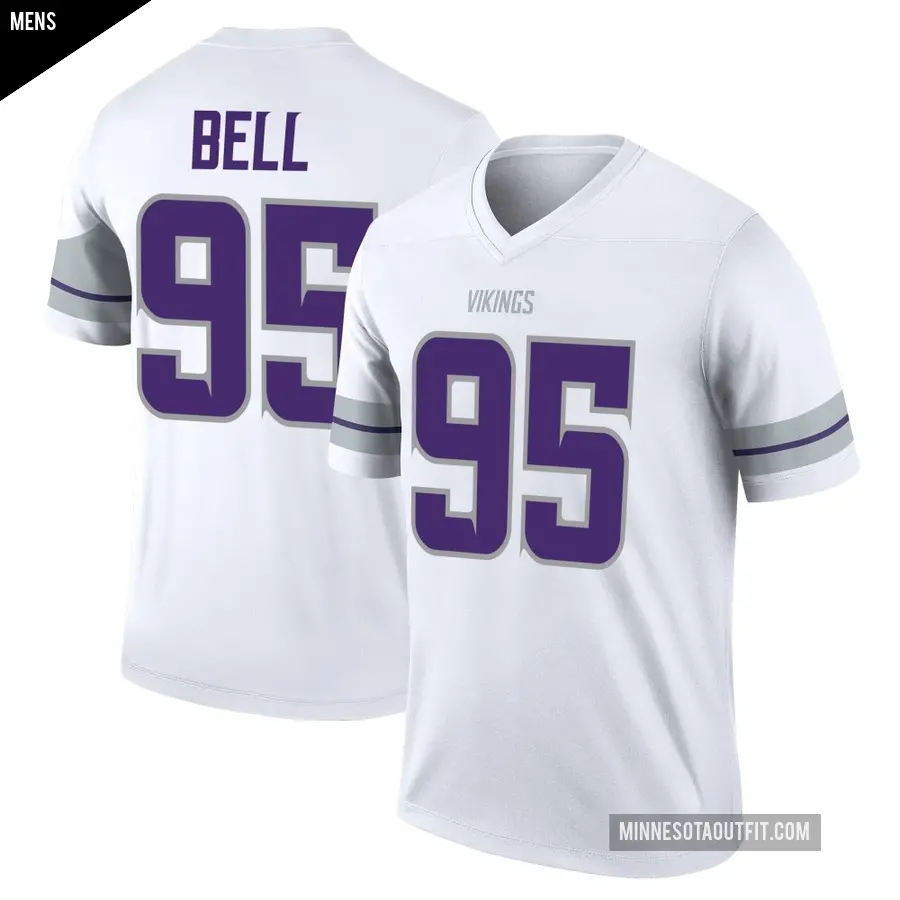 Men's Minnesota Vikings ＃95 Travis Bell White Legend Alternate Jersey