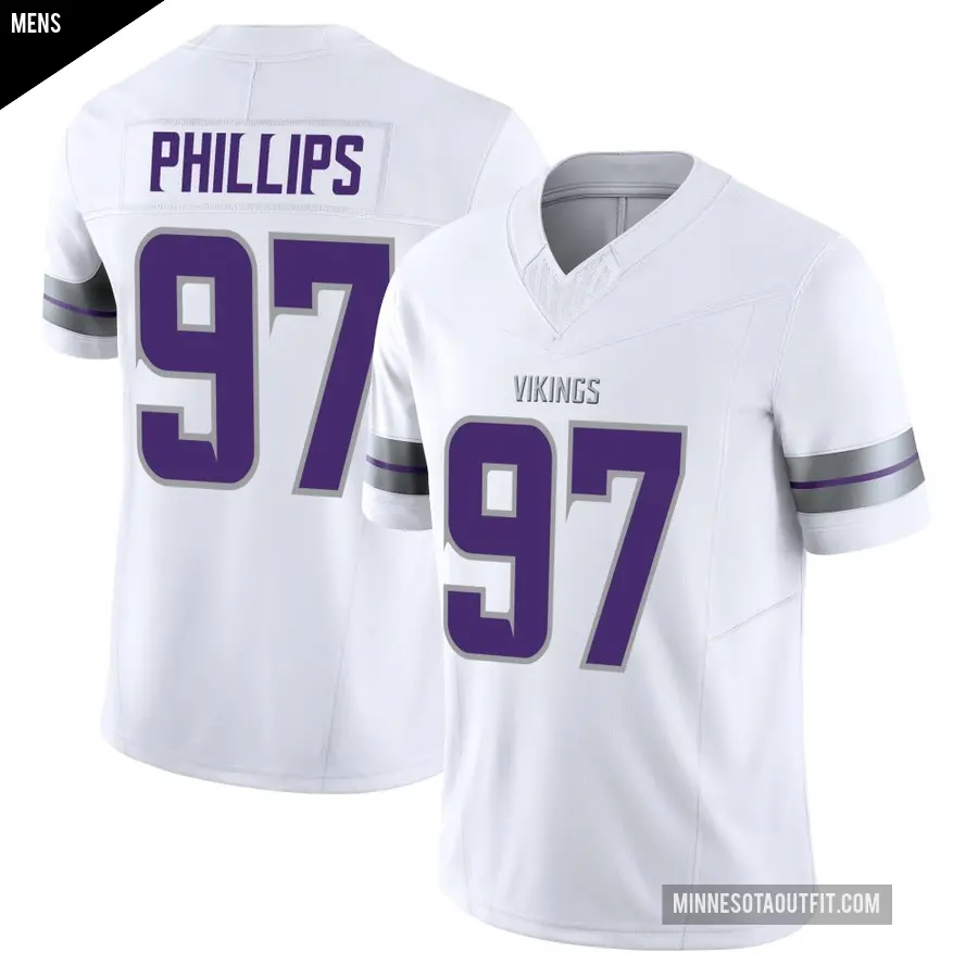 Men's Minnesota Vikings ＃97 Harrison Phillips White Limited Alternate Vapor F.U.S.E. Jersey
