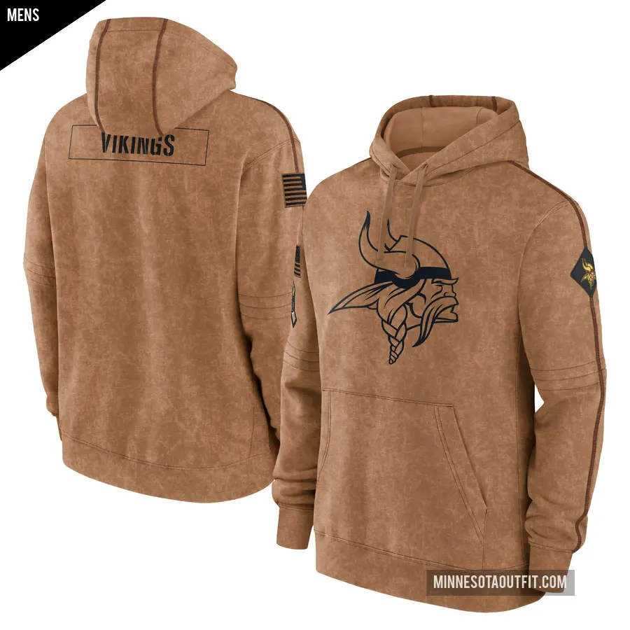 Men's Minnesota Vikings Brown 2023 Salute to Service Club Pullover Hoodie
