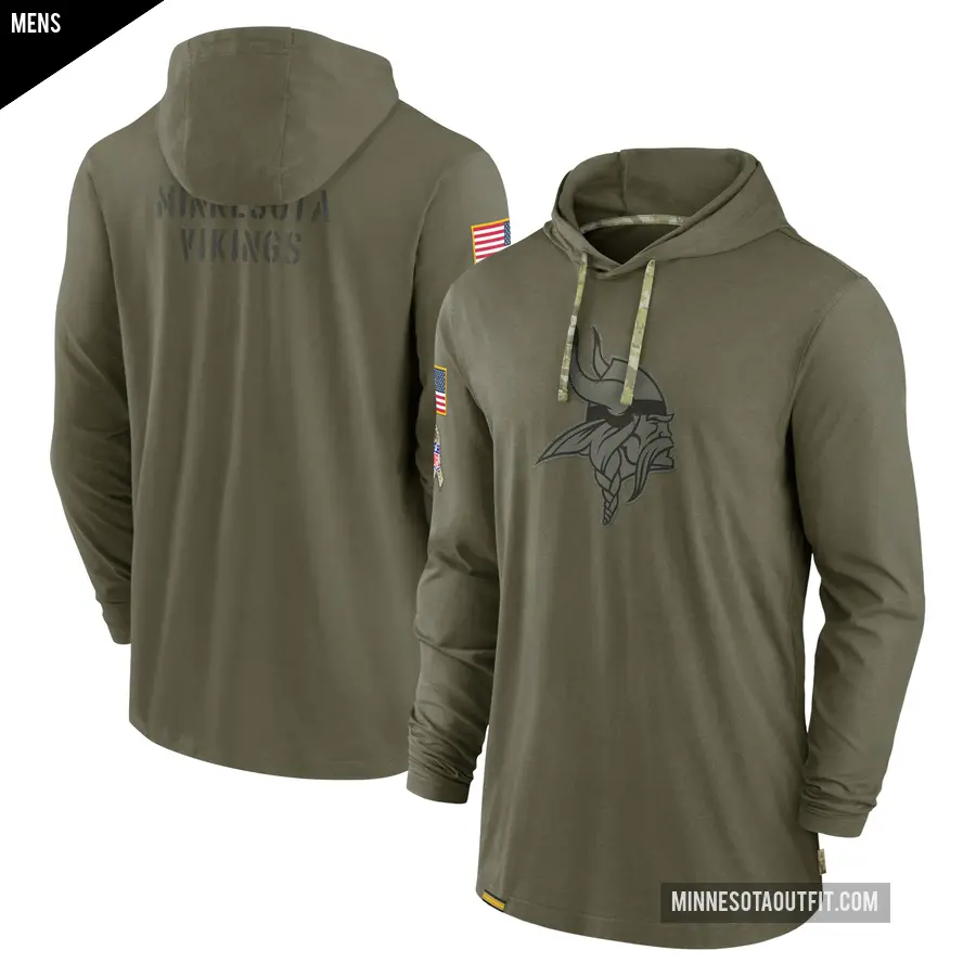 Men's Minnesota Vikings Olive 2022 Salute to Service Tonal Pullover Hoodie