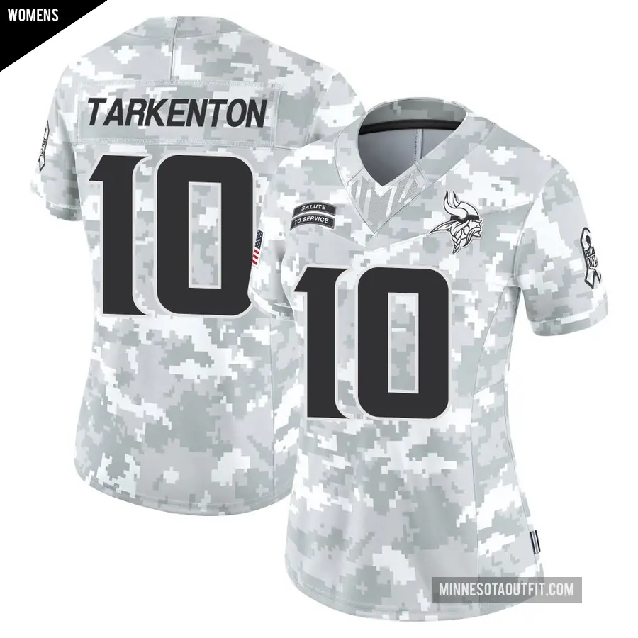 Women's Minnesota Vikings ＃10 Fran Tarkenton Arctic Camo Limited 2024 Salute to Service Jersey