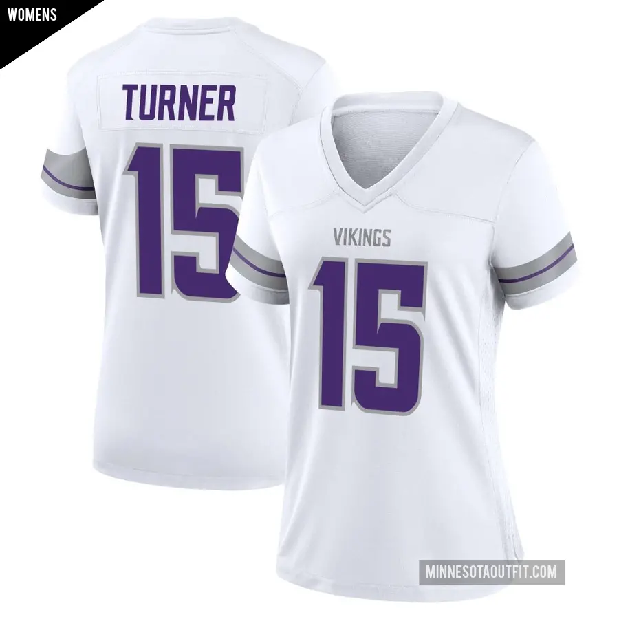 Women's Minnesota Vikings ＃15 Dallas Turner White Game Alternate Jersey