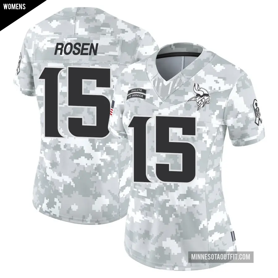 Women's Minnesota Vikings ＃15 Josh Rosen Arctic Camo Limited 2024 Salute to Service Jersey
