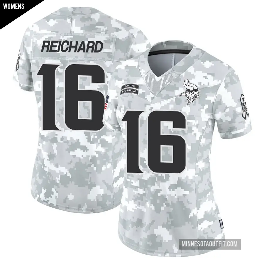 Women's Minnesota Vikings ＃16 Will Reichard Arctic Camo Limited 2024 Salute to Service Jersey