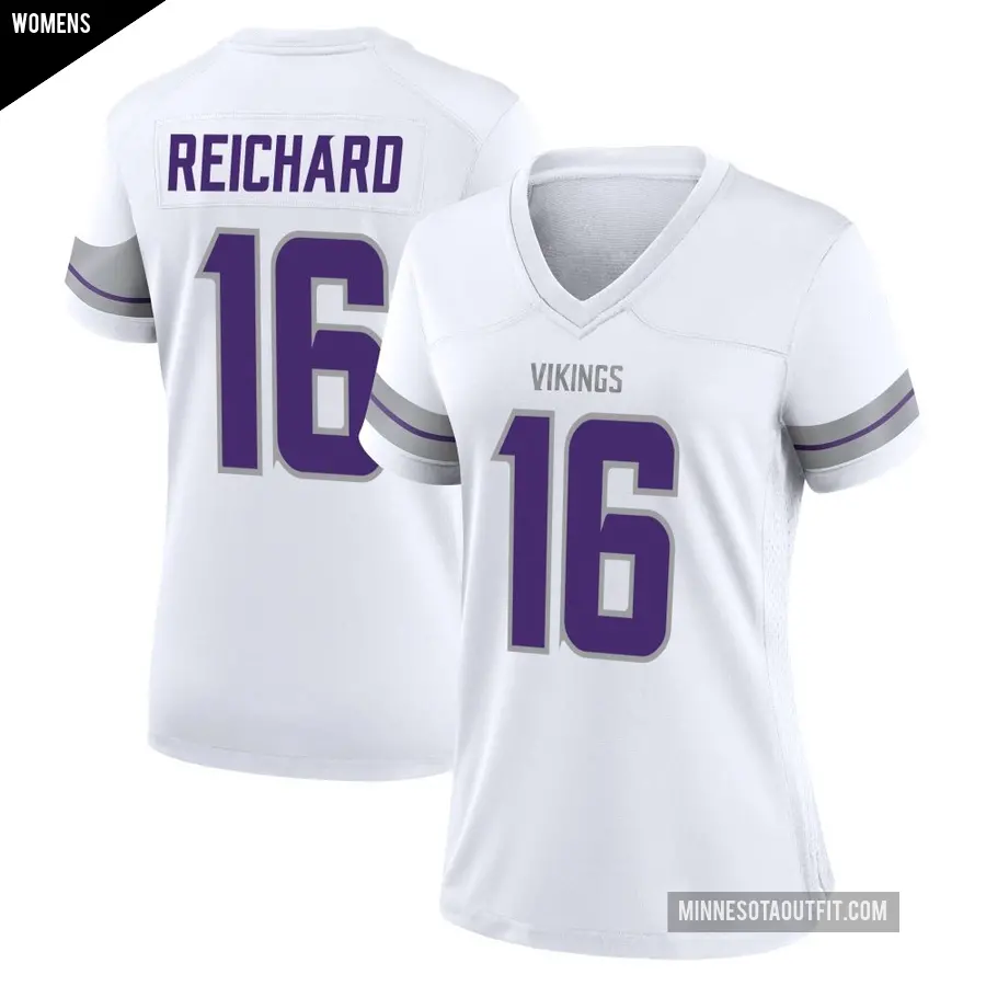 Women's Minnesota Vikings ＃16 Will Reichard White Game Alternate Jersey