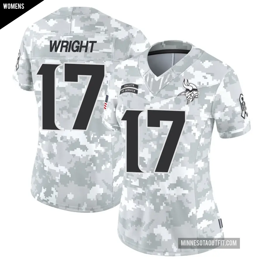Women's Minnesota Vikings ＃17 Ryan Wright Arctic Camo Limited 2024 Salute to Service Jersey