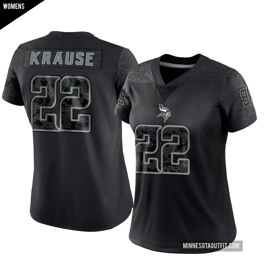 Women's Minnesota Vikings ＃22 Paul Krause Black Limited Reflective Jersey