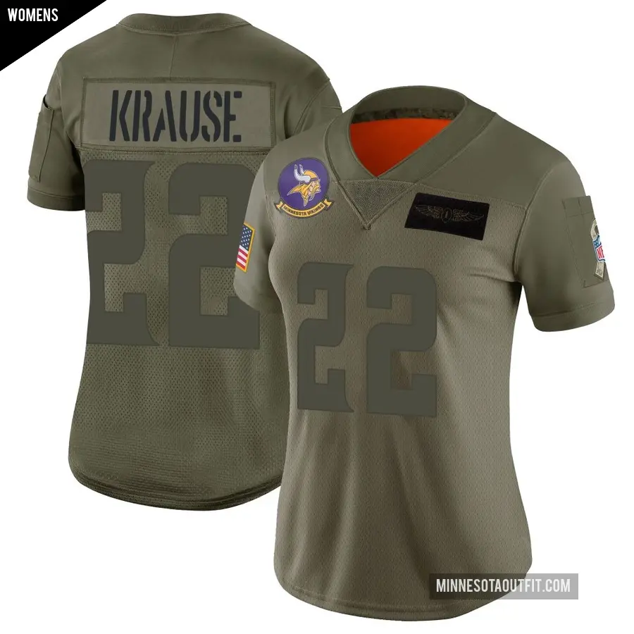 Women's Minnesota Vikings ＃22 Paul Krause Camo Limited 2019 Salute to Service Jersey