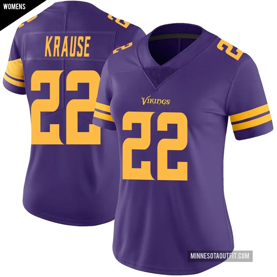 Women's Minnesota Vikings ＃22 Paul Krause Purple Limited Color Rush Jersey