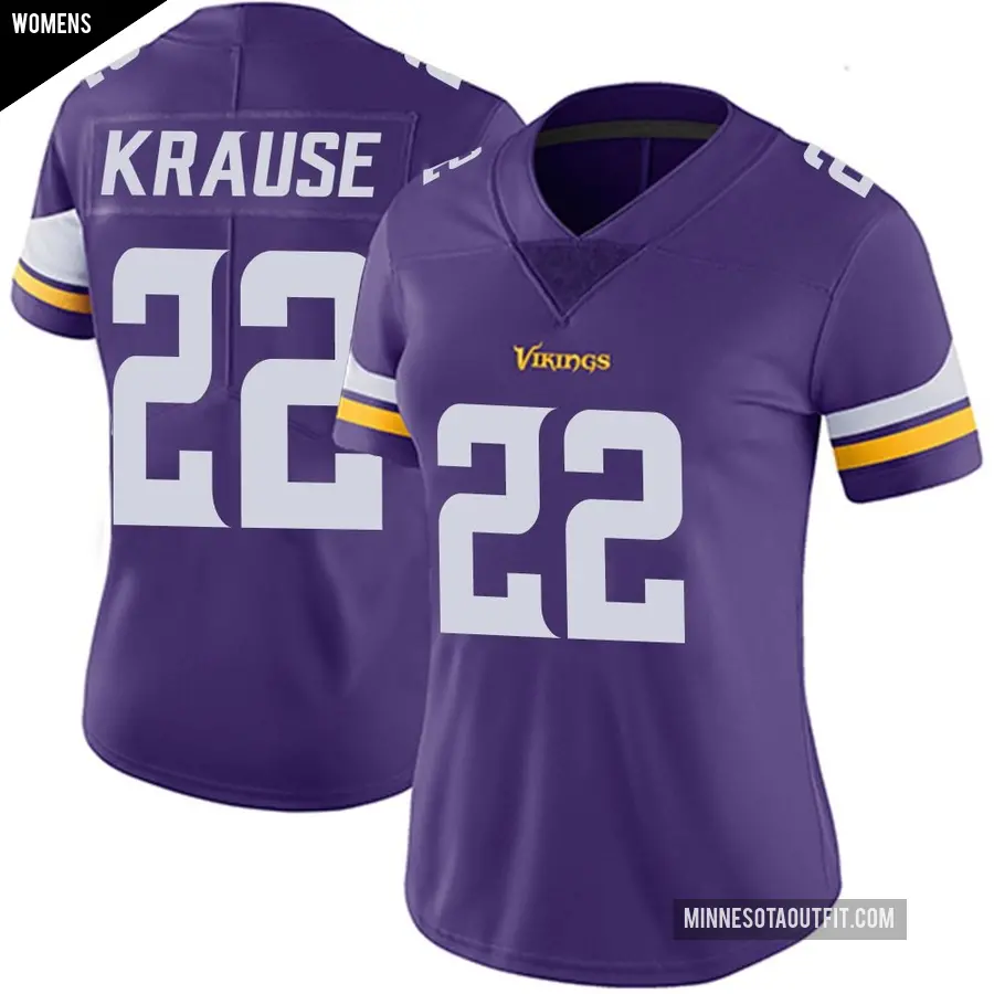 Women's Minnesota Vikings ＃22 Paul Krause Purple Limited Team Color Vapor Untouchable Jersey