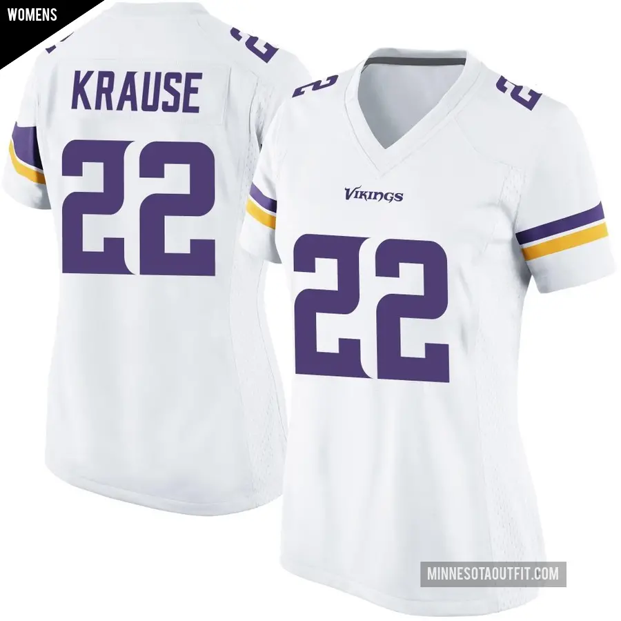 Women's Minnesota Vikings ＃22 Paul Krause White Game Jersey