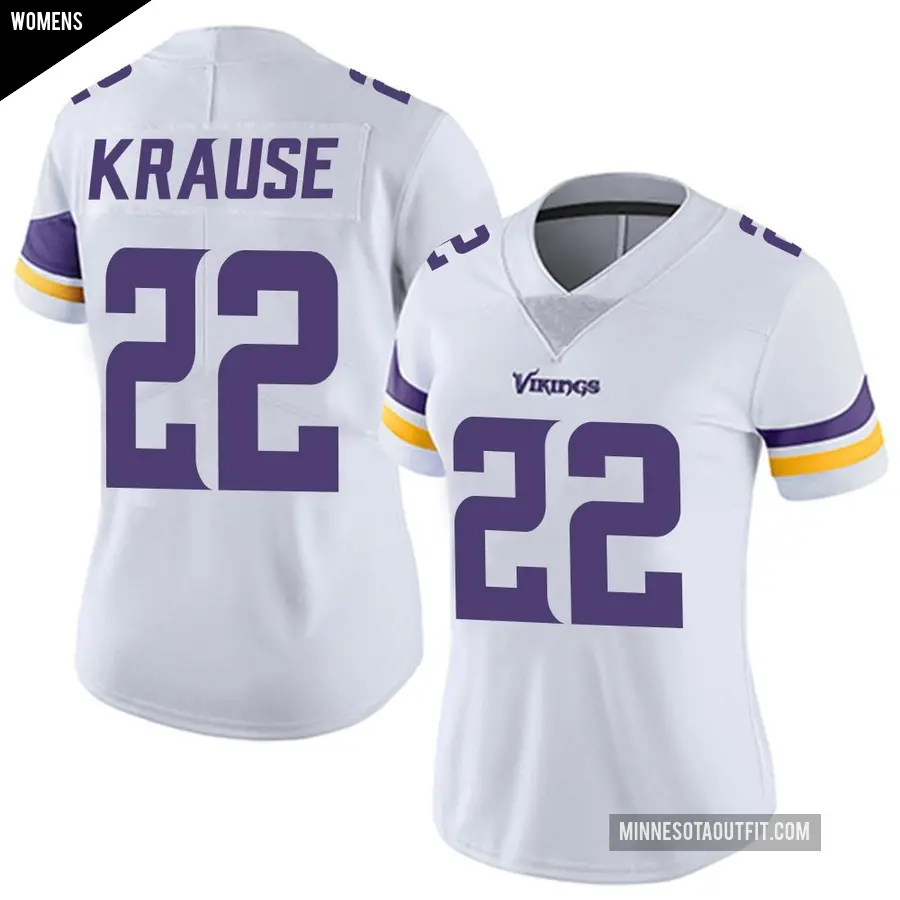 Women's Minnesota Vikings ＃22 Paul Krause White Limited Vapor Untouchable Jersey