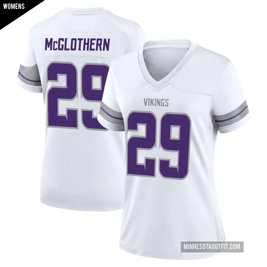 Women's Minnesota Vikings ＃29 Dwight McGlothern White Game Alternate Jersey