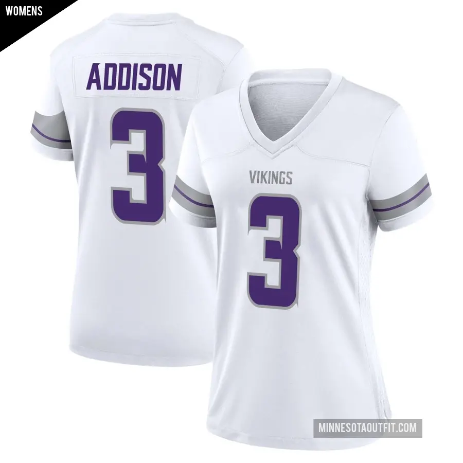 Women's Minnesota Vikings ＃3 Jordan Addison White Game Alternate Jersey