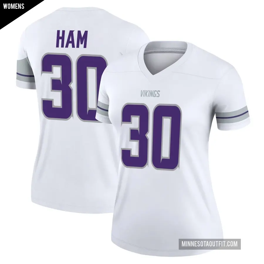Women's Minnesota Vikings ＃30 C.J. Ham White Legend Alternate Jersey