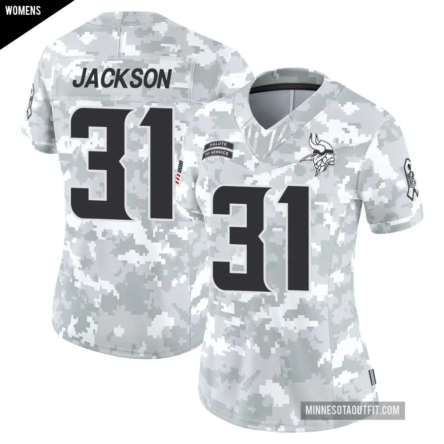 Women's Minnesota Vikings ＃31 Khyree Jackson Arctic Camo Limited 2024 Salute to Service Jersey