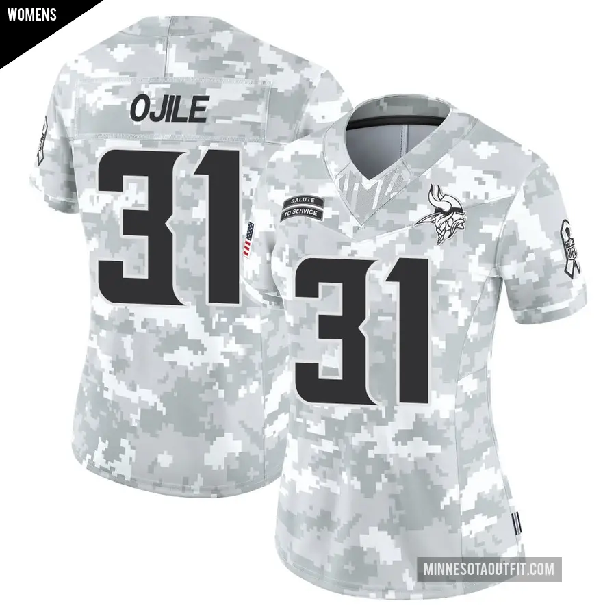 Women's Minnesota Vikings ＃31 Zach Ojile Arctic Camo Limited 2024 Salute to Service Jersey