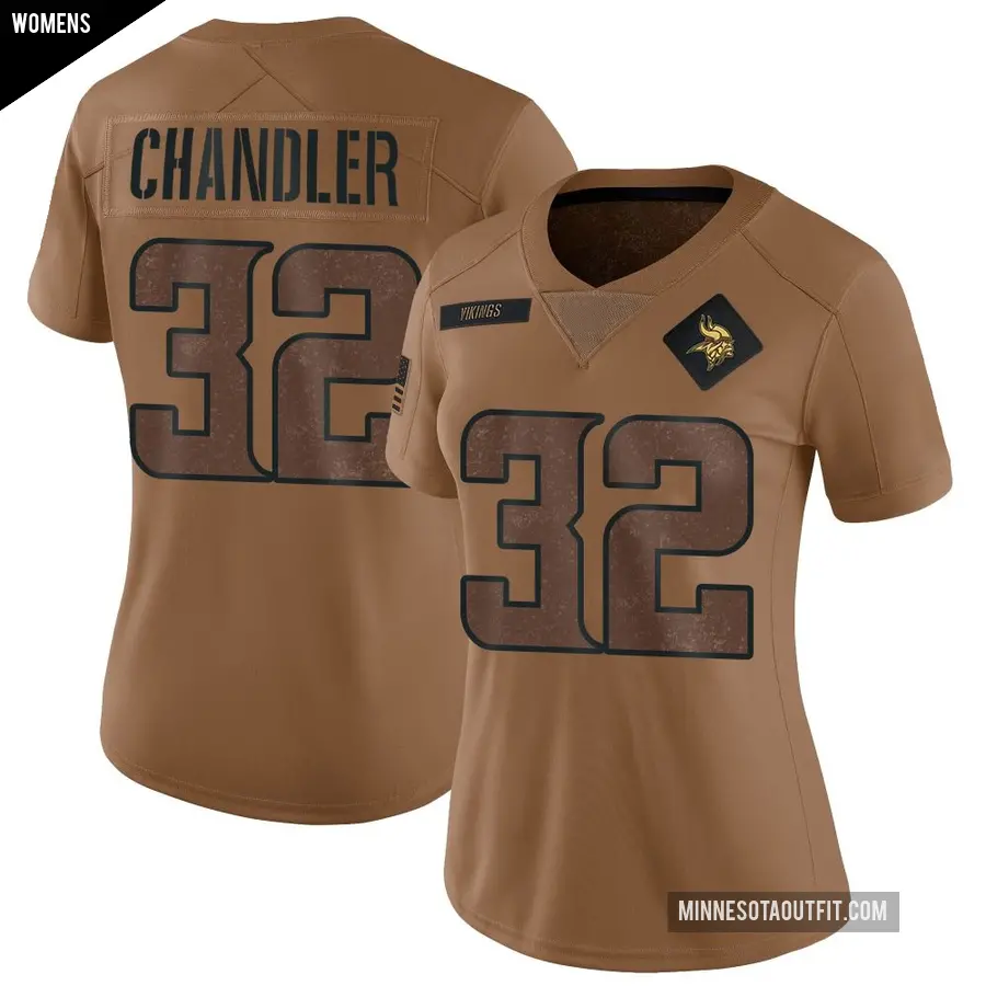 Women's Minnesota Vikings ＃32 Ty Chandler Brown Limited 2023 Salute To Service Jersey
