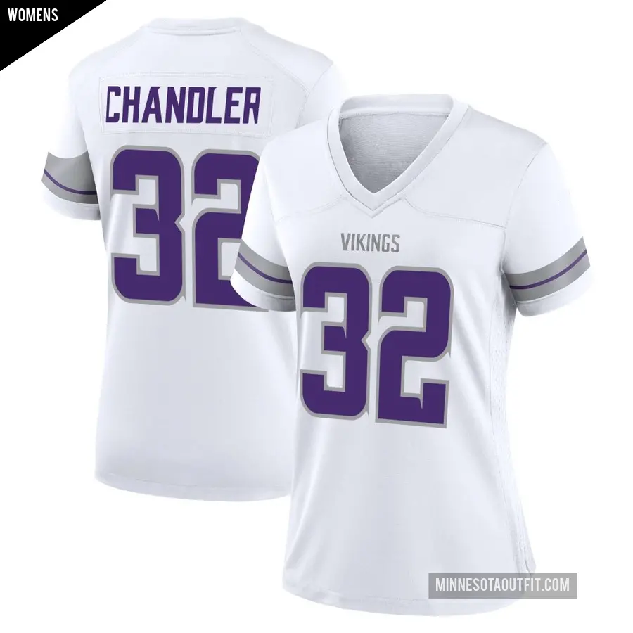 Women's Minnesota Vikings ＃32 Ty Chandler White Game Alternate Jersey