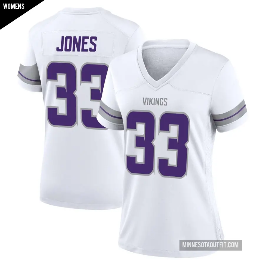Women's Minnesota Vikings ＃33 Aaron Jones White Game Alternate Jersey