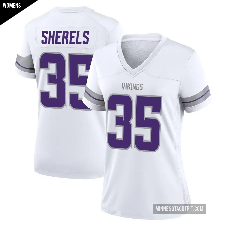 Women's Minnesota Vikings ＃35 Marcus Sherels White Game Alternate Jersey