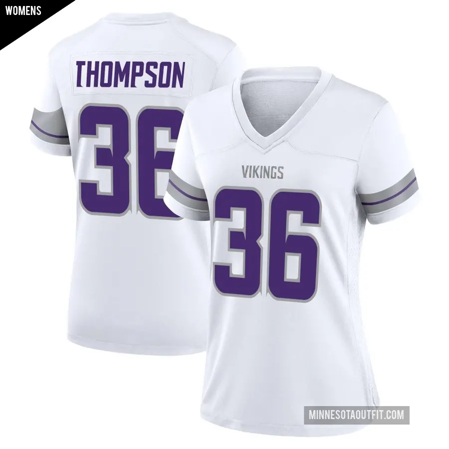 Women's Minnesota Vikings ＃36 NaJee Thompson White Game Alternate Jersey