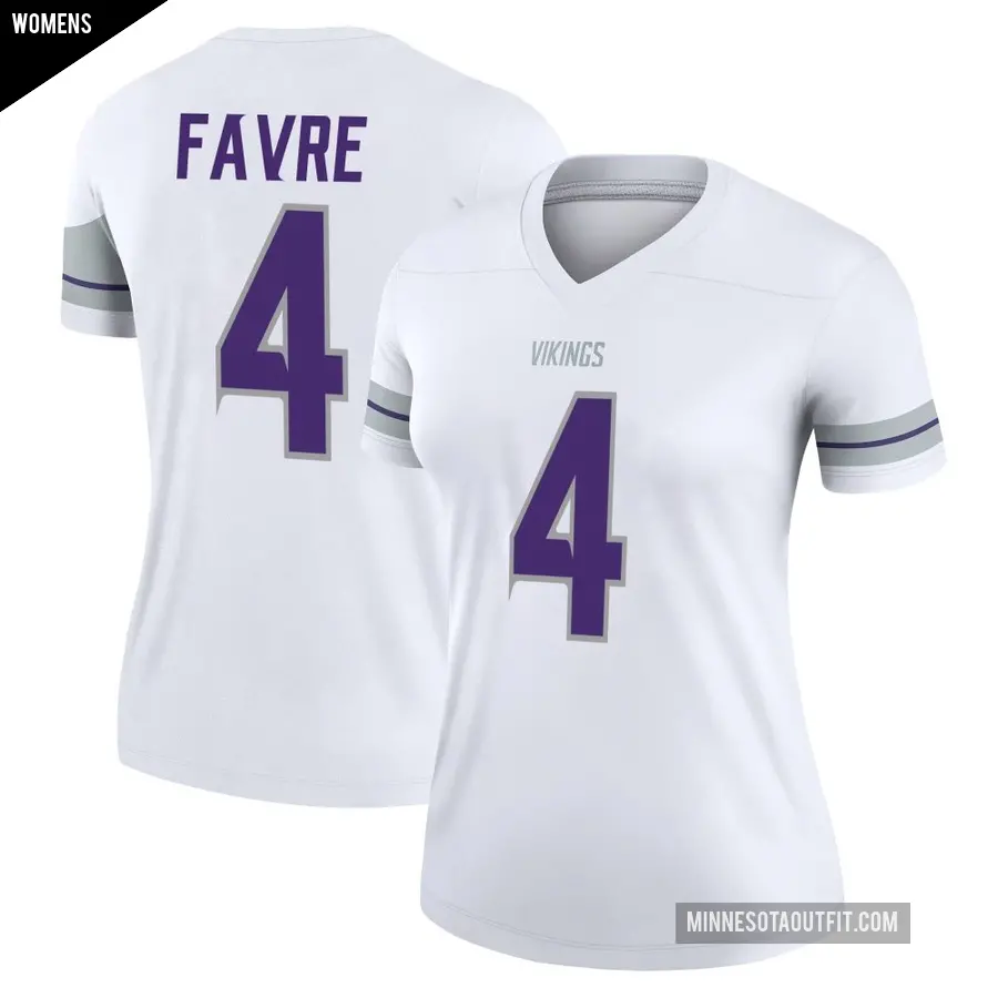 Women's Minnesota Vikings ＃4 Brett Favre White Legend Alternate Jersey