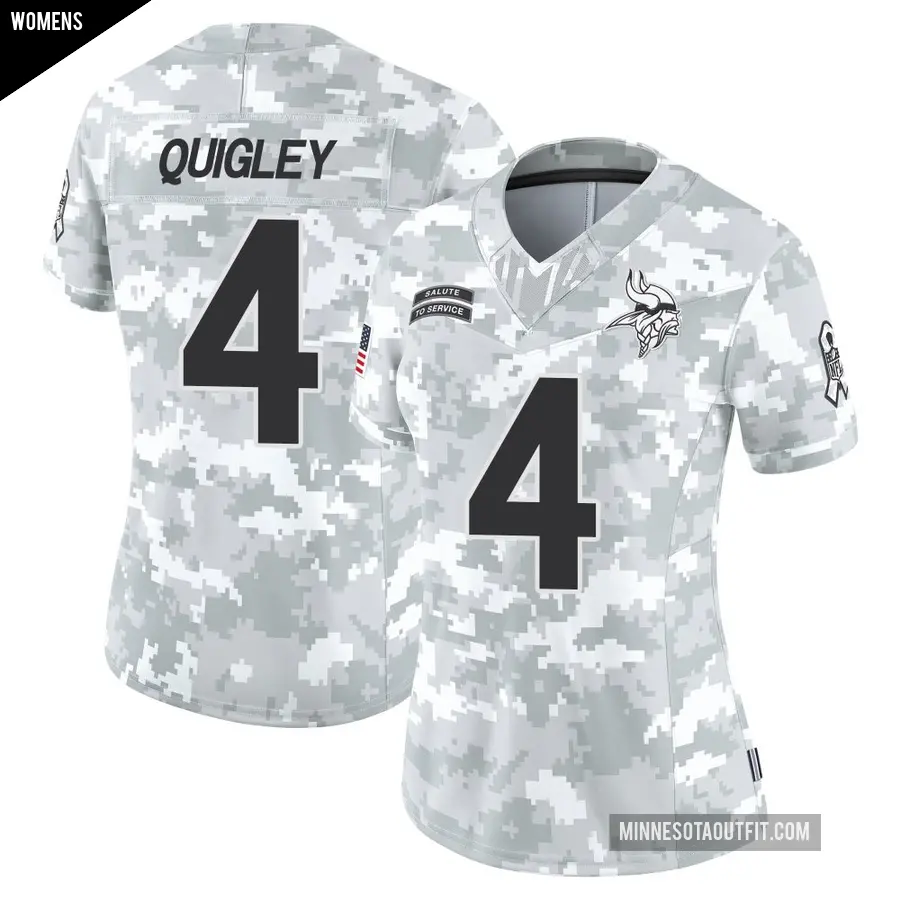 Women's Minnesota Vikings ＃4 Ryan Quigley Arctic Camo Limited 2024 Salute to Service Jersey