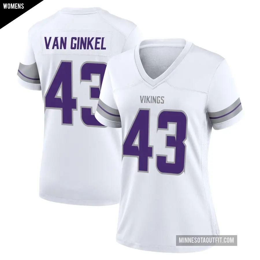 Women's Minnesota Vikings ＃43 Andrew Van Ginkel White Game Alternate Jersey