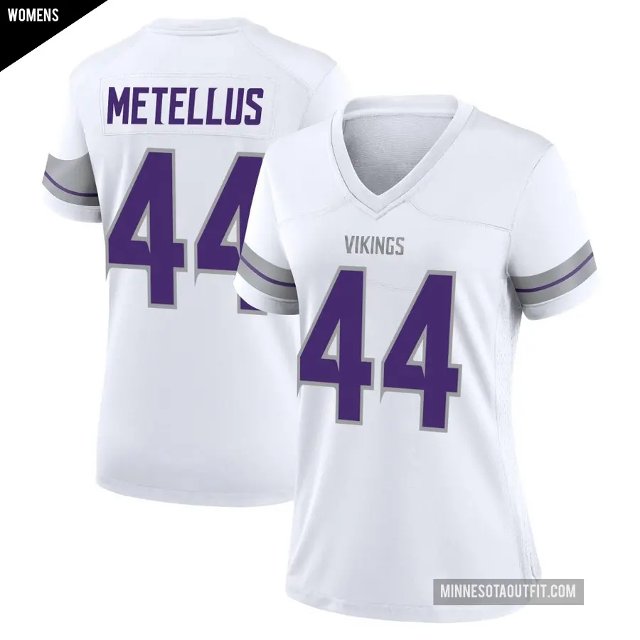 Women's Minnesota Vikings ＃44 Josh Metellus White Game Alternate Jersey