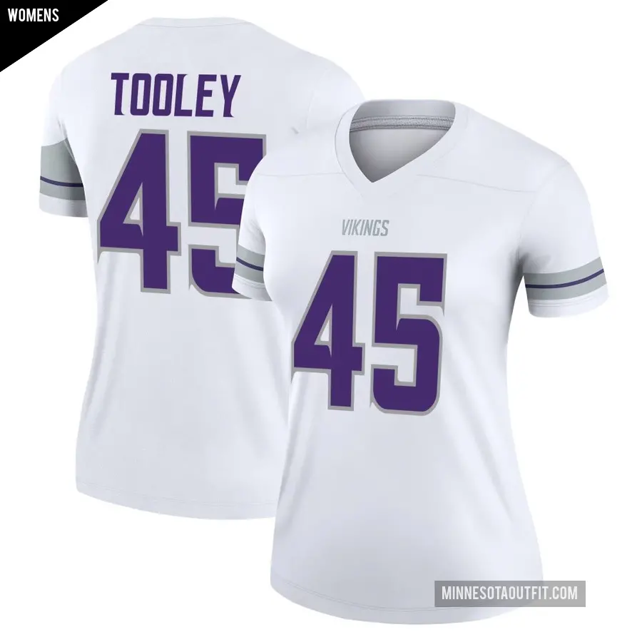 Women's Minnesota Vikings ＃45 Max Tooley White Legend Alternate Jersey