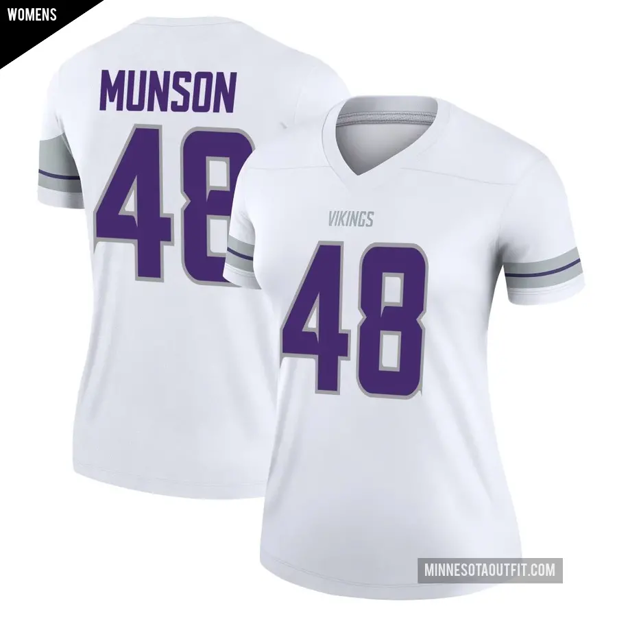Women's Minnesota Vikings ＃48 Calvin Munson White Legend Alternate Jersey