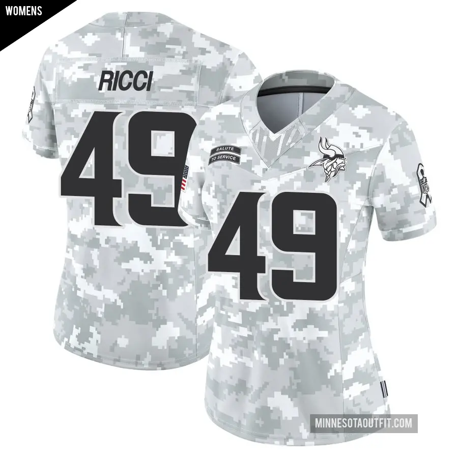 Women's Minnesota Vikings ＃49 Giovanni Ricci Arctic Camo Limited 2024 Salute to Service Jersey