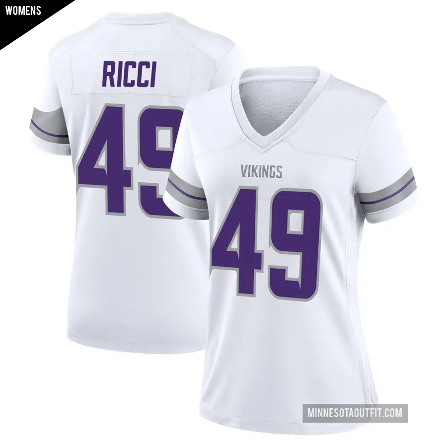 Women's Minnesota Vikings ＃49 Giovanni Ricci White Game Alternate Jersey