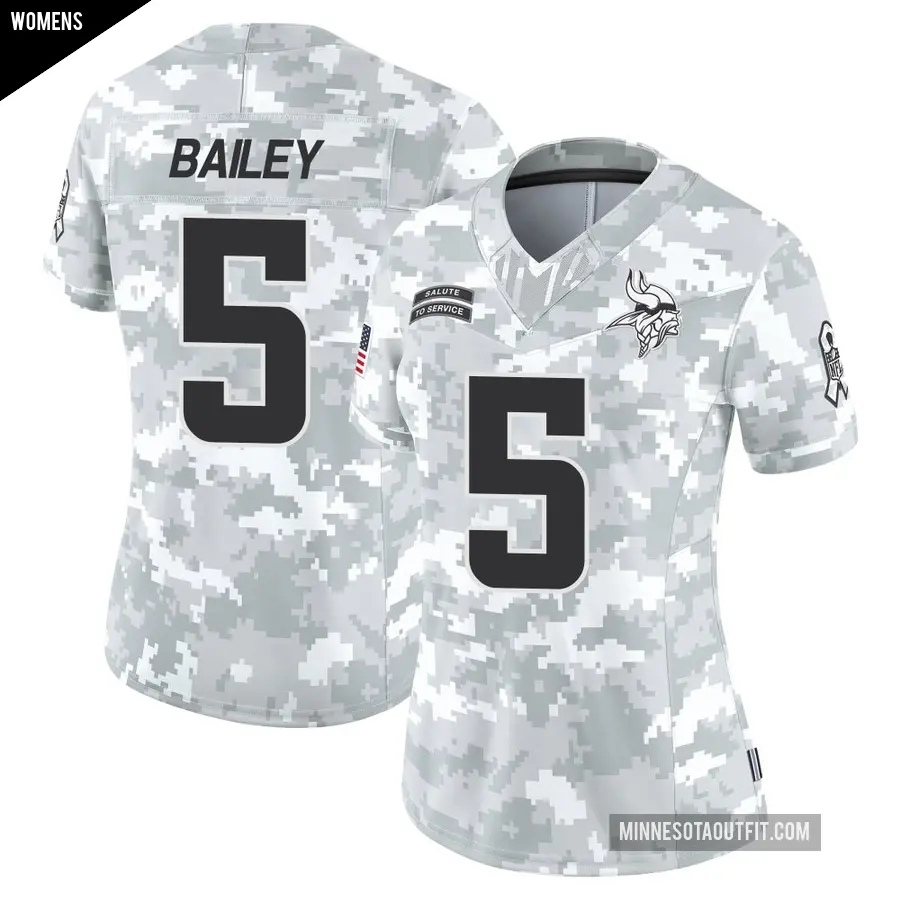 Women's Minnesota Vikings ＃5 Dan Bailey Arctic Camo Limited 2024 Salute to Service Jersey