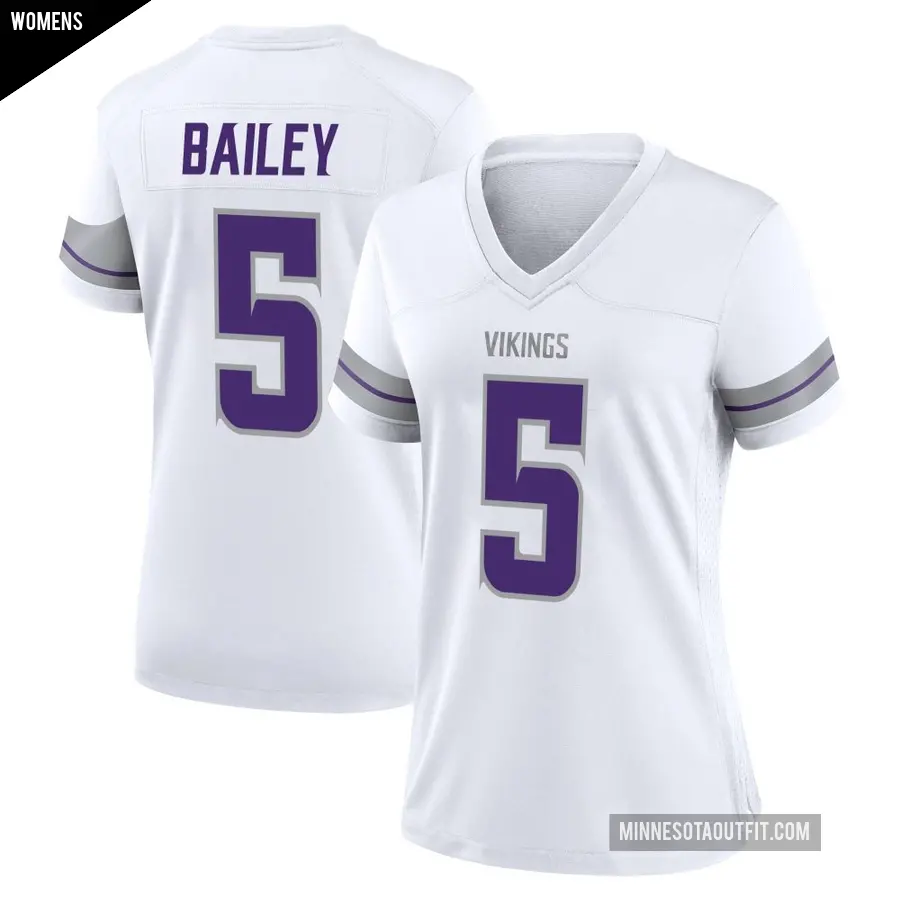 Women's Minnesota Vikings ＃5 Dan Bailey White Game Alternate Jersey