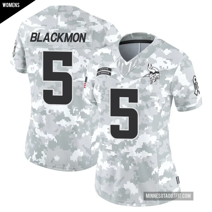 Women's Minnesota Vikings ＃5 Mekhi Blackmon Arctic Camo Limited 2024 Salute to Service Jersey