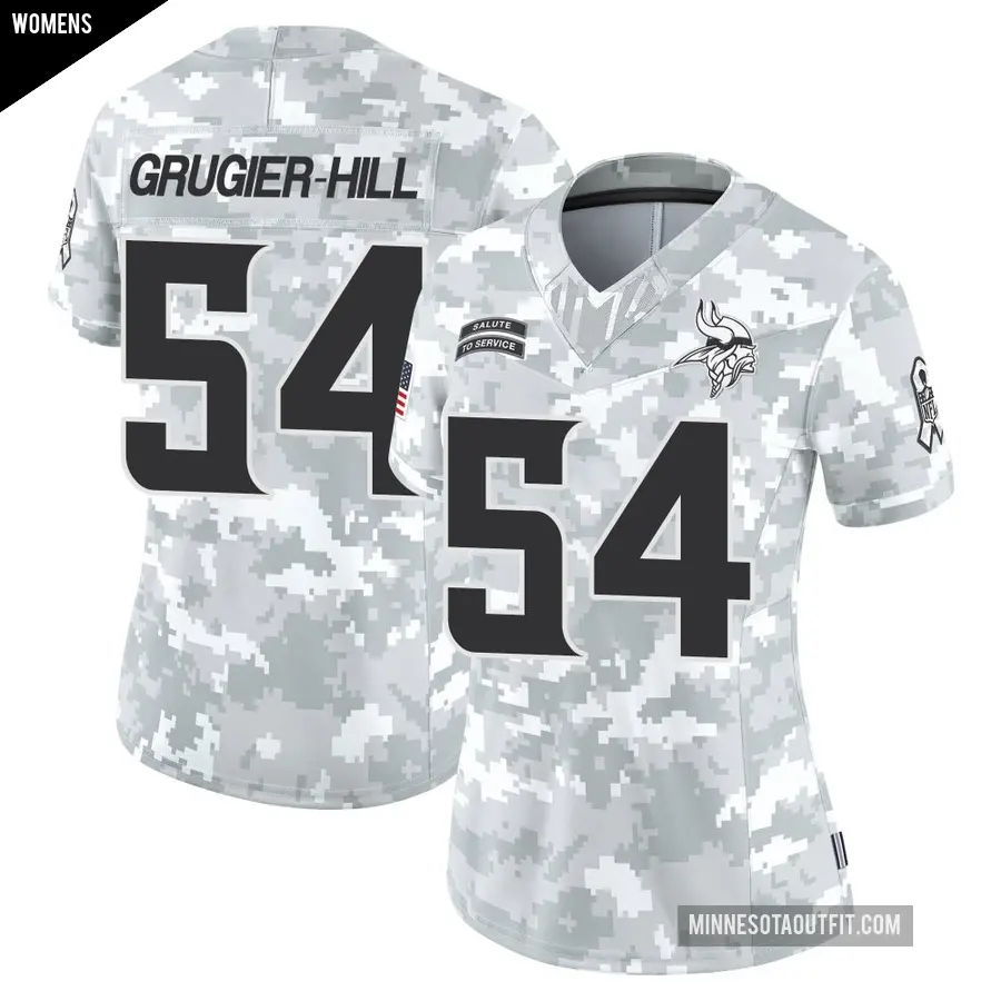 Women's Minnesota Vikings ＃54 Kamu Grugier-Hill Arctic Camo Limited 2024 Salute to Service Jersey