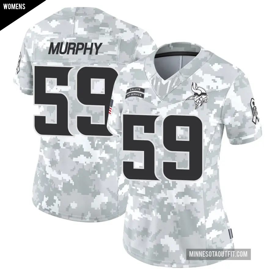 Women's Minnesota Vikings ＃59 Gabriel Murphy Arctic Camo Limited 2024 Salute to Service Jersey