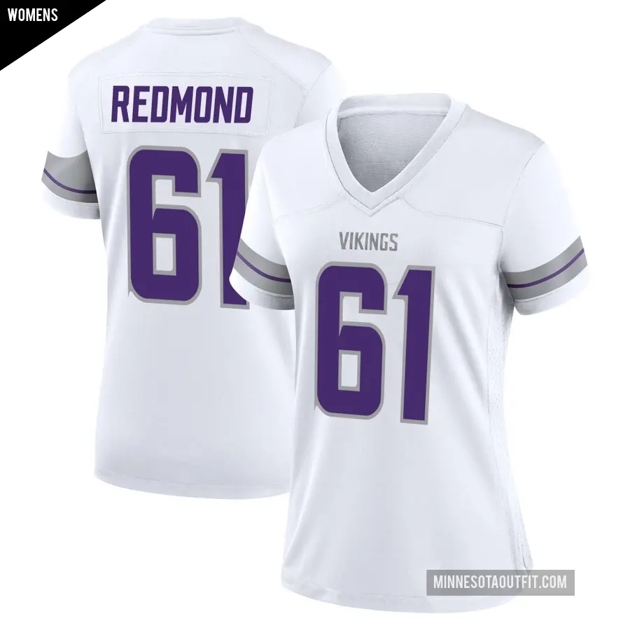Women's Minnesota Vikings ＃61 Jalen Redmond White Game Alternate Jersey