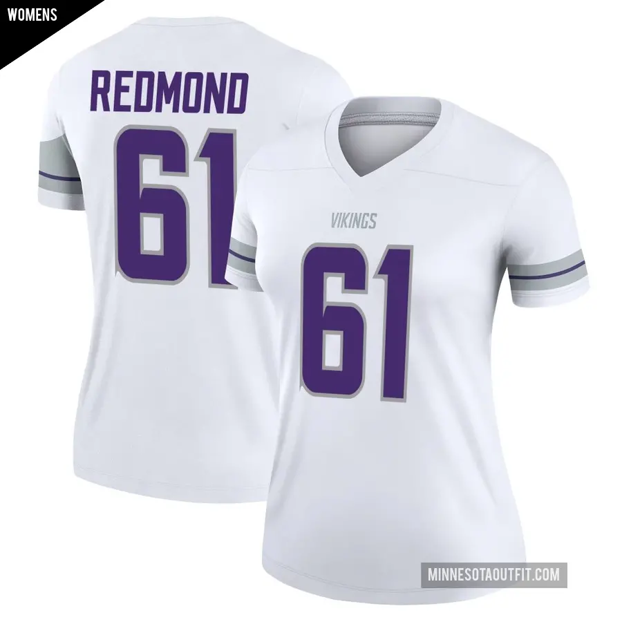 Women's Minnesota Vikings ＃61 Jalen Redmond White Legend Alternate Jersey