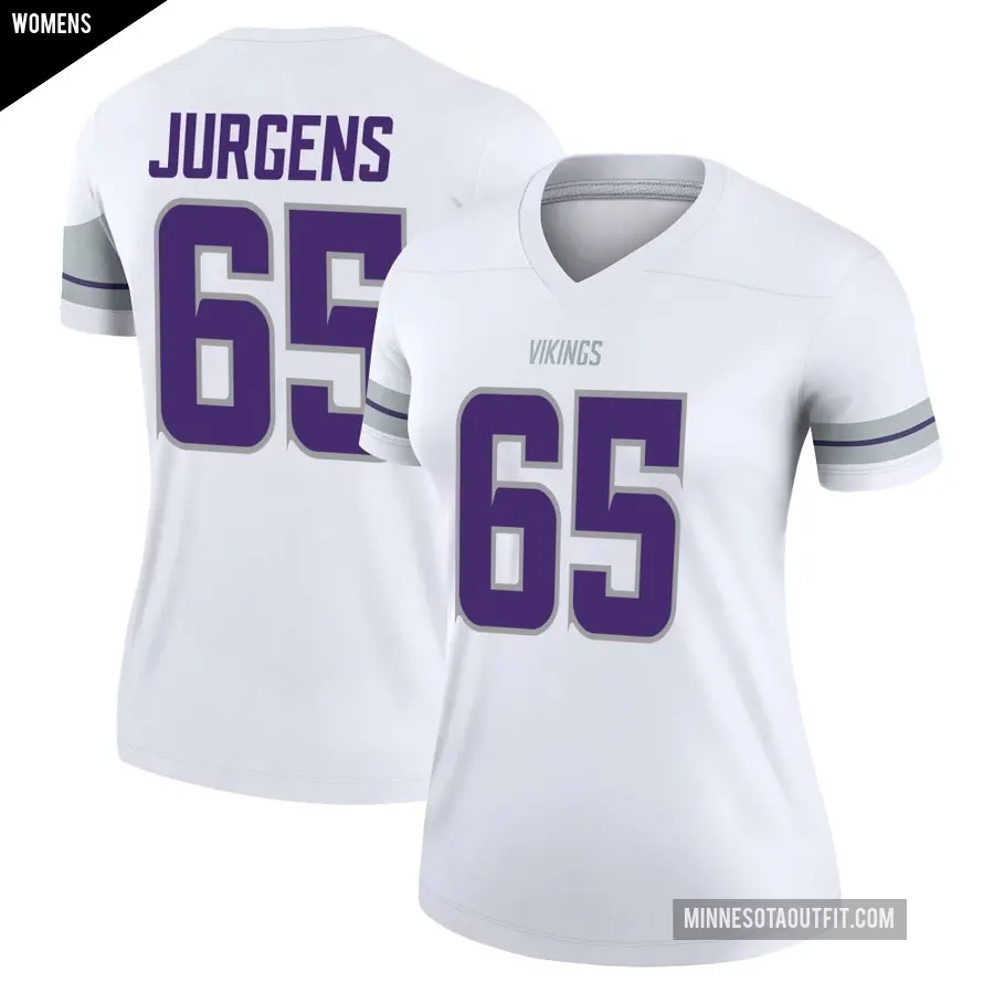 Women's Minnesota Vikings ＃65 Michael Jurgens White Legend Alternate Jersey