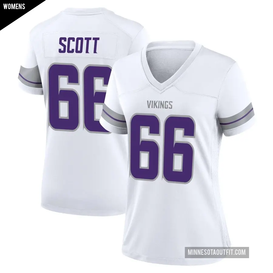 Women's Minnesota Vikings ＃66 Jordon Scott White Game Alternate Jersey