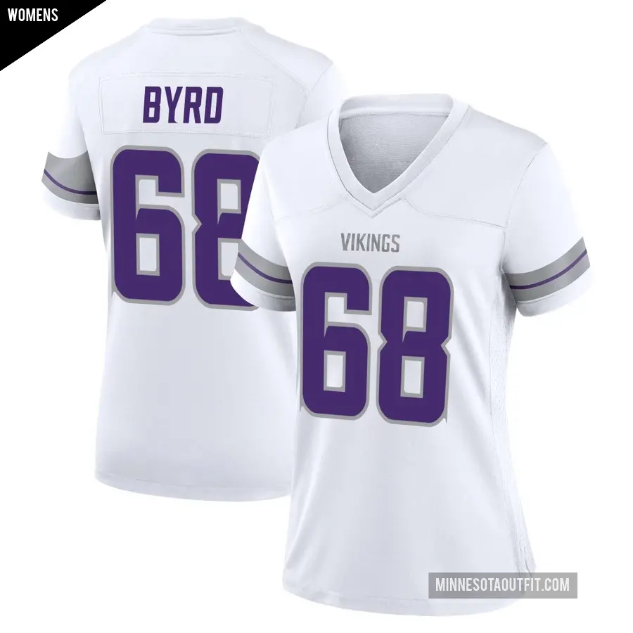 Women's Minnesota Vikings ＃68 Henry Byrd White Game Alternate Jersey