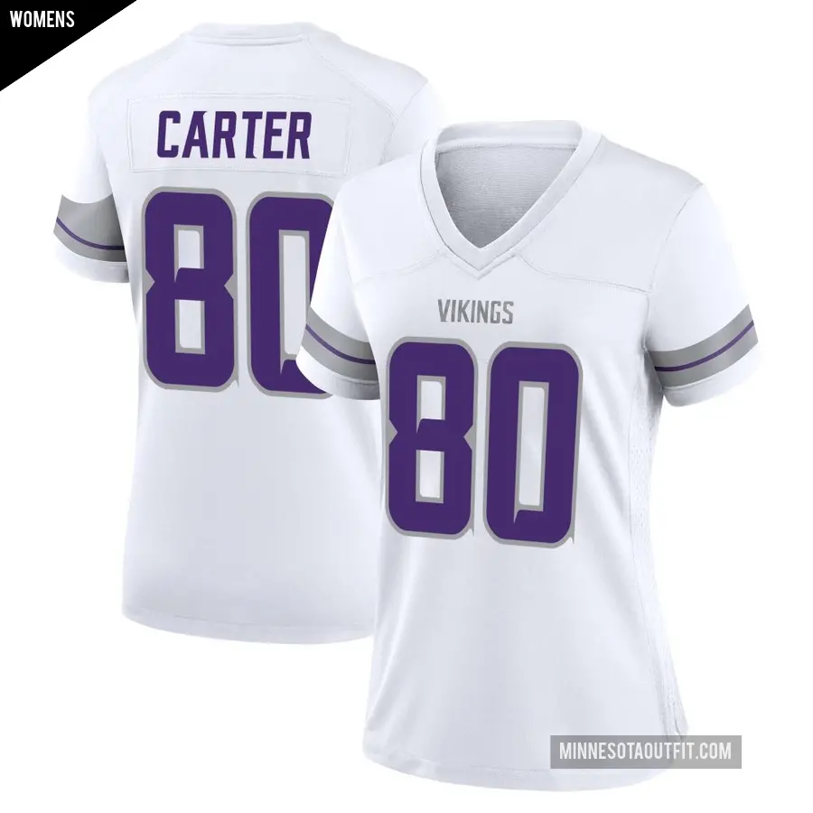 Women's Minnesota Vikings ＃80 Cris Carter White Game Alternate Jersey