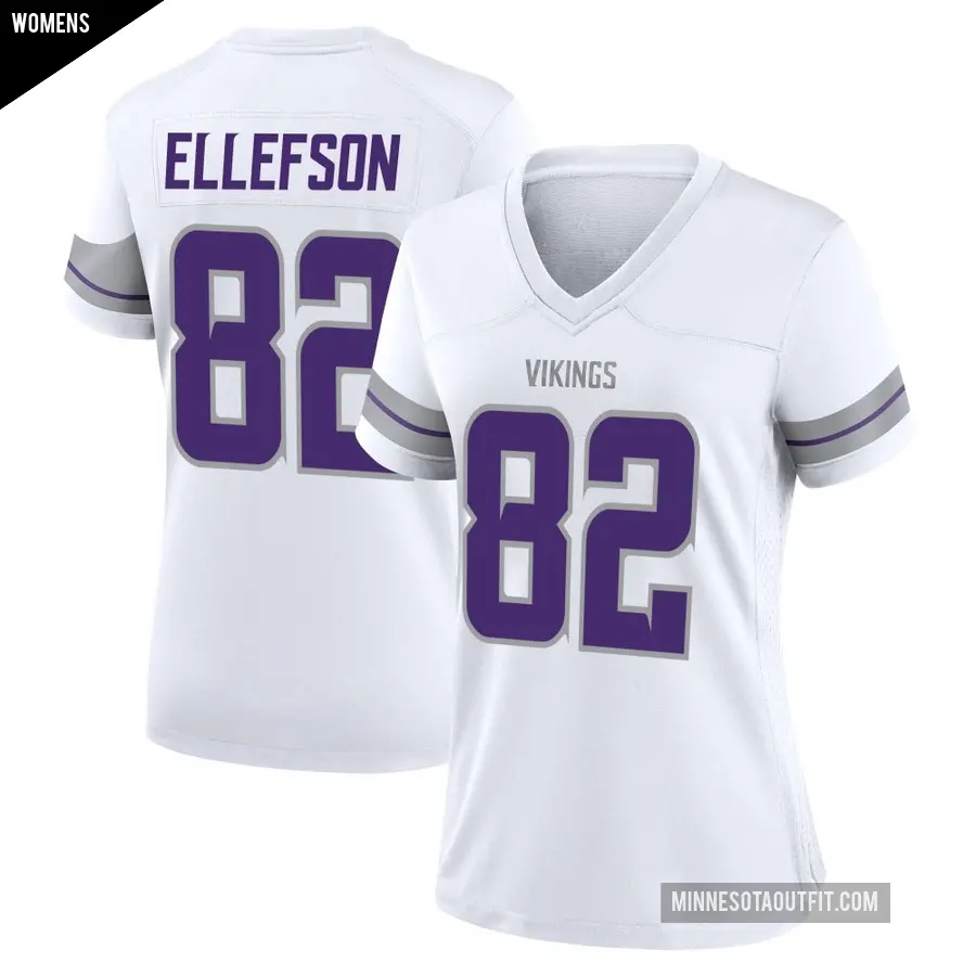 Women's Minnesota Vikings ＃82 Ben Ellefson White Game Alternate Jersey