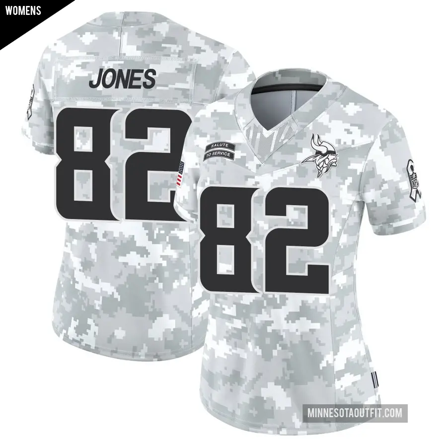 Women's Minnesota Vikings ＃82 Jeshaun Jones Arctic Camo Limited 2024 Salute to Service Jersey